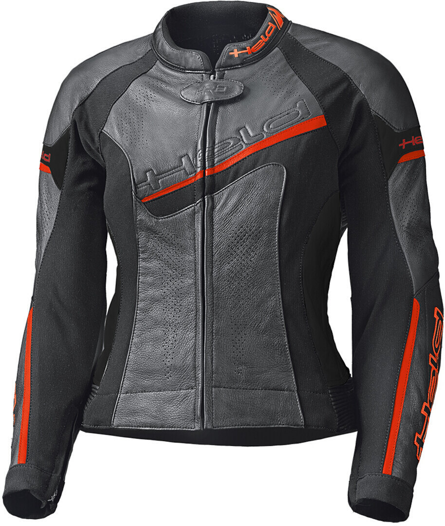 Held Debbie II Giacca in pelle da moto da donna traforata nero/rosso 46 Figura 1