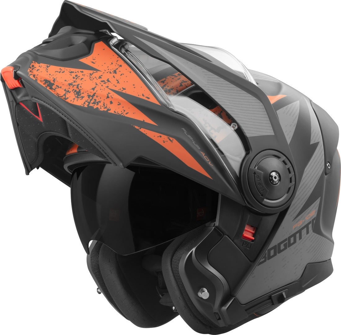 Bogotto FG-102 Safari Capacete Enduro Flip-Up de Fibra de Vidro preto fosco/cinza/laranja S Figura 2