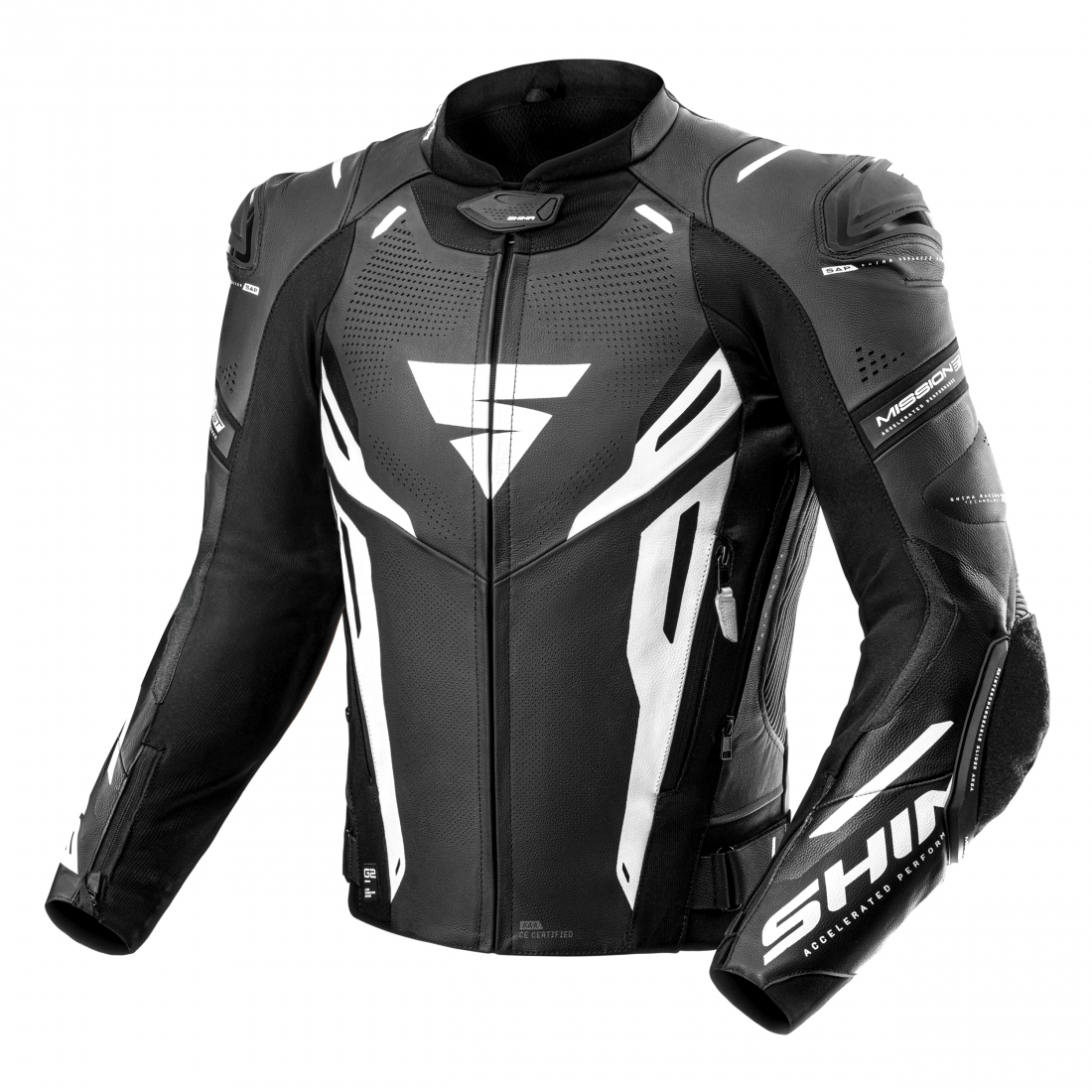 SHIMA Mission ST Veste en cuir moto Noir/Blanc 46 Figure 1