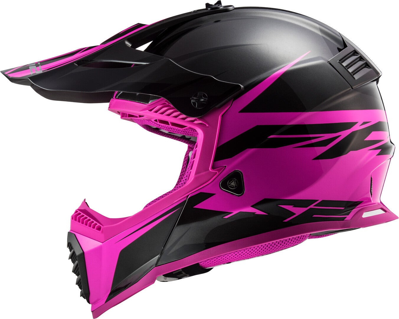 LS2 MX437 Fast Evo Roar Motocross Helm schwarz matt/pink S (55/56) Abbildung 4