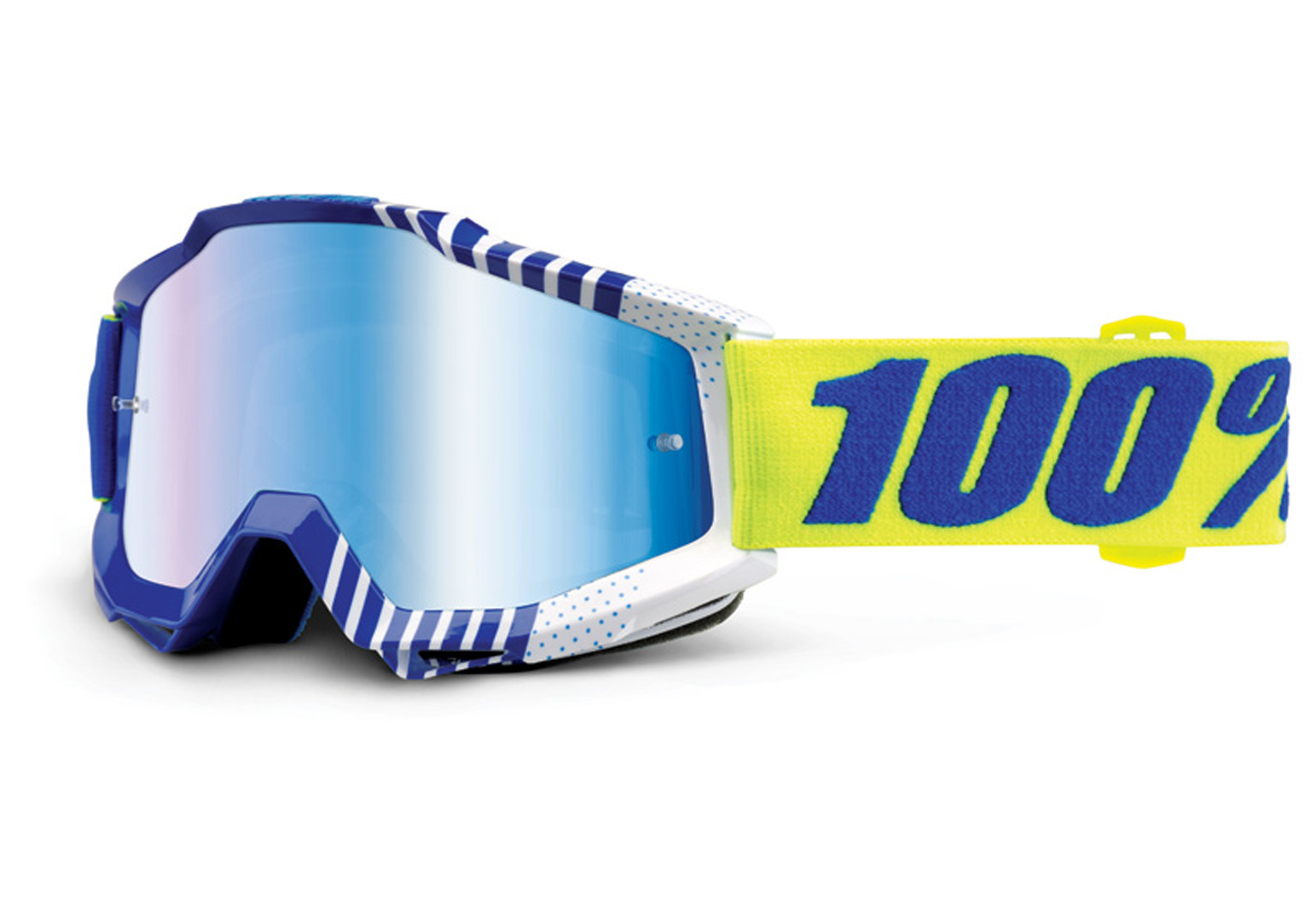 100% Accuri Extra Ochelari de motocross albastru/alb/galben Figura 1