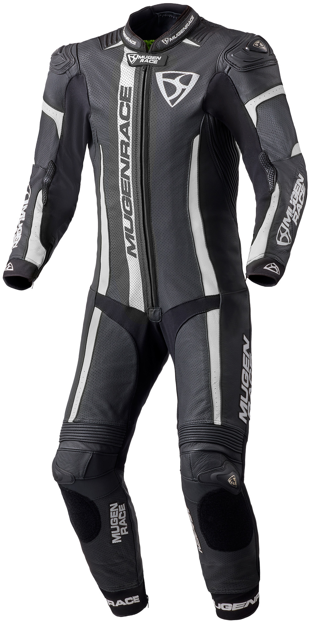 MUGENRACE Assassino Costum de piele de motocicletă pentru copii perforat alb/negru 128 Figura 1