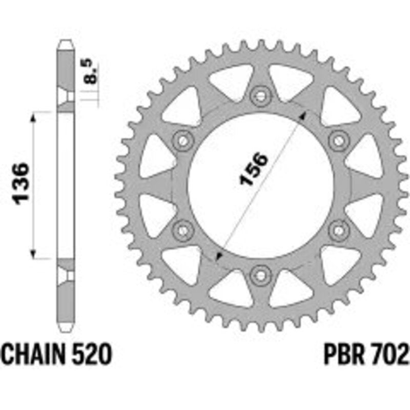 PBR Rear Sprocket Alu Standard - 520 Figure 1
