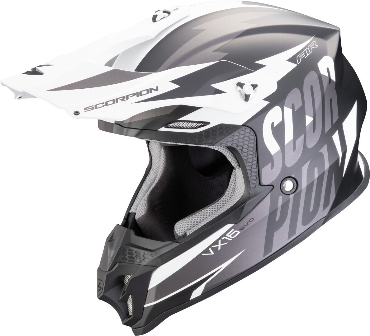 Scorpion VX-16 Evo Air Slanter Motocross 頭盔黑色哑光/银色▻ 在FC