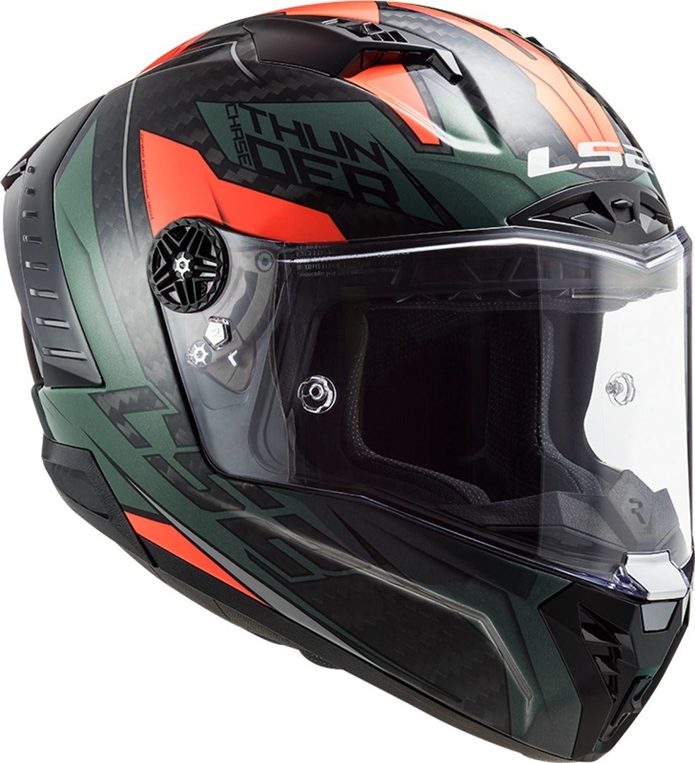 LS2 FF805 Thunder Chase Carbon Kypärä vihreä/musta/oranssi M (57/58) Kuva 4