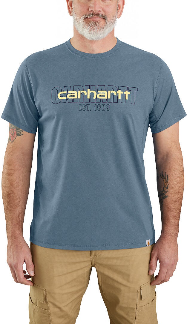 Carhartt Force Relaxed Fit Midweight Short-Sleeve Logo Graphic Triko modrá/žlutá M Obrázek 3
