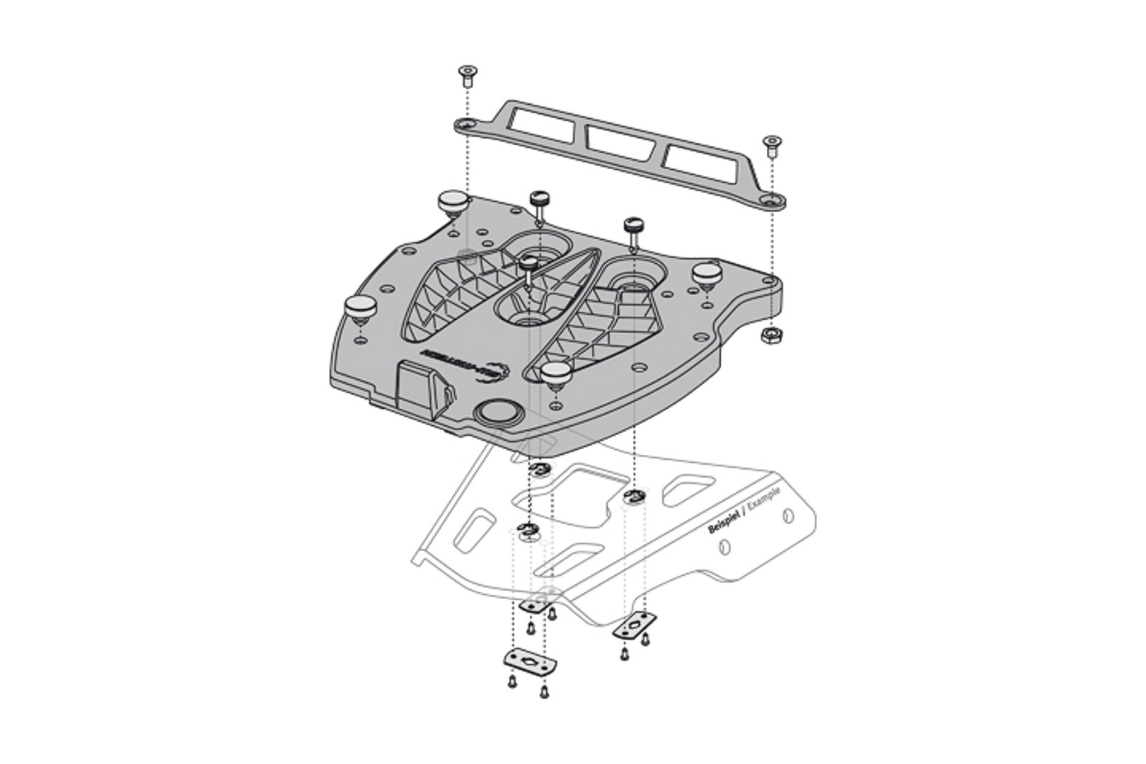 Placă adaptoare SW-Motech pentru ALU-RACK - Pentru Givi/Kappa Monolock. Negru. Figura 2