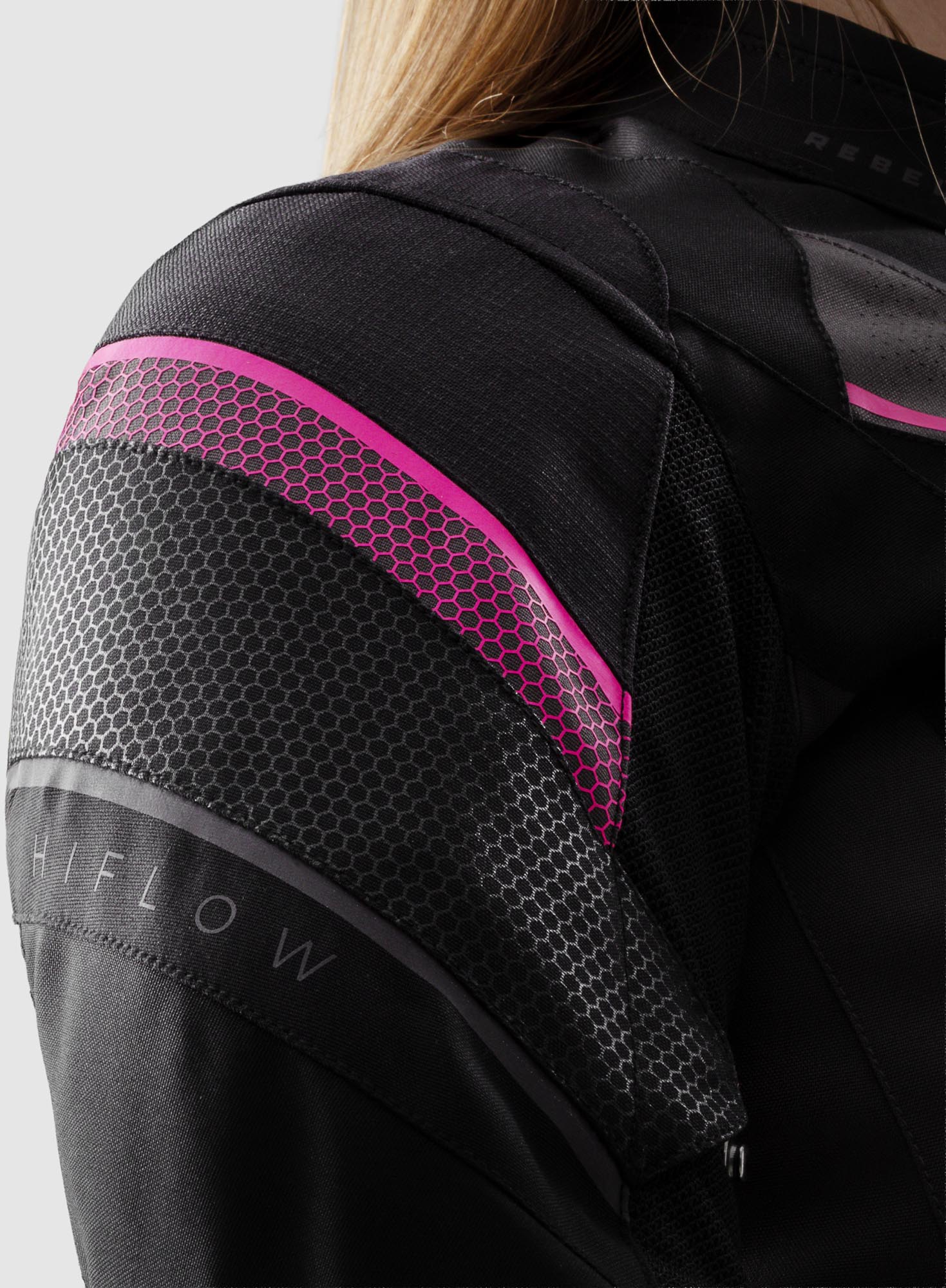 Side view of Rebelhorn Hiflow 5 waterproof Ladies Motorcycle Textile Jacket