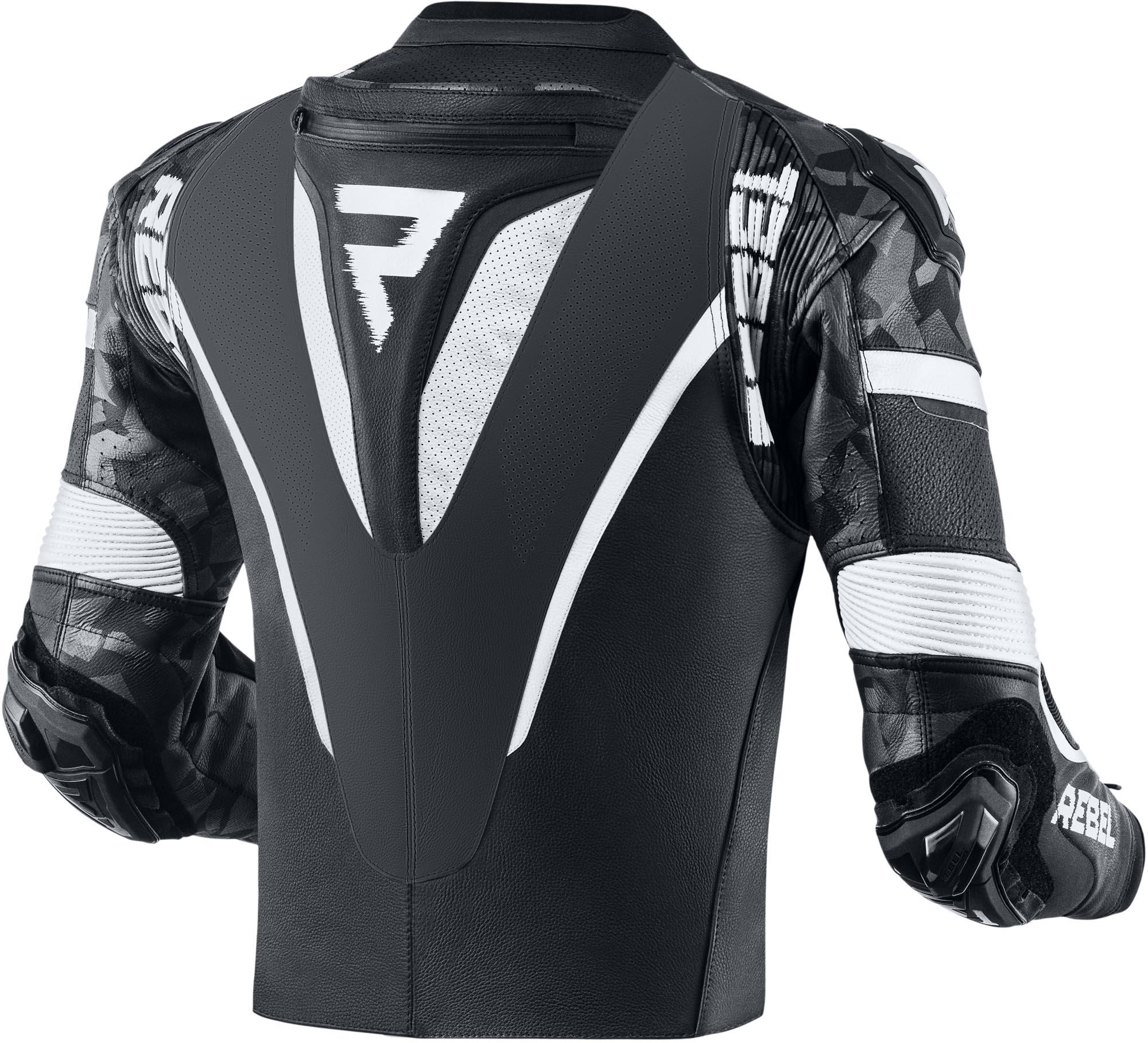 Rebelhorn Rebel Motorcycle Leather Jacket black/white 52 Figure 2