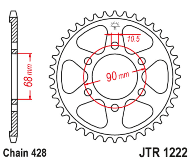 JT-DRIVHJUL Bakdrev stål standard - 428 Figur 4