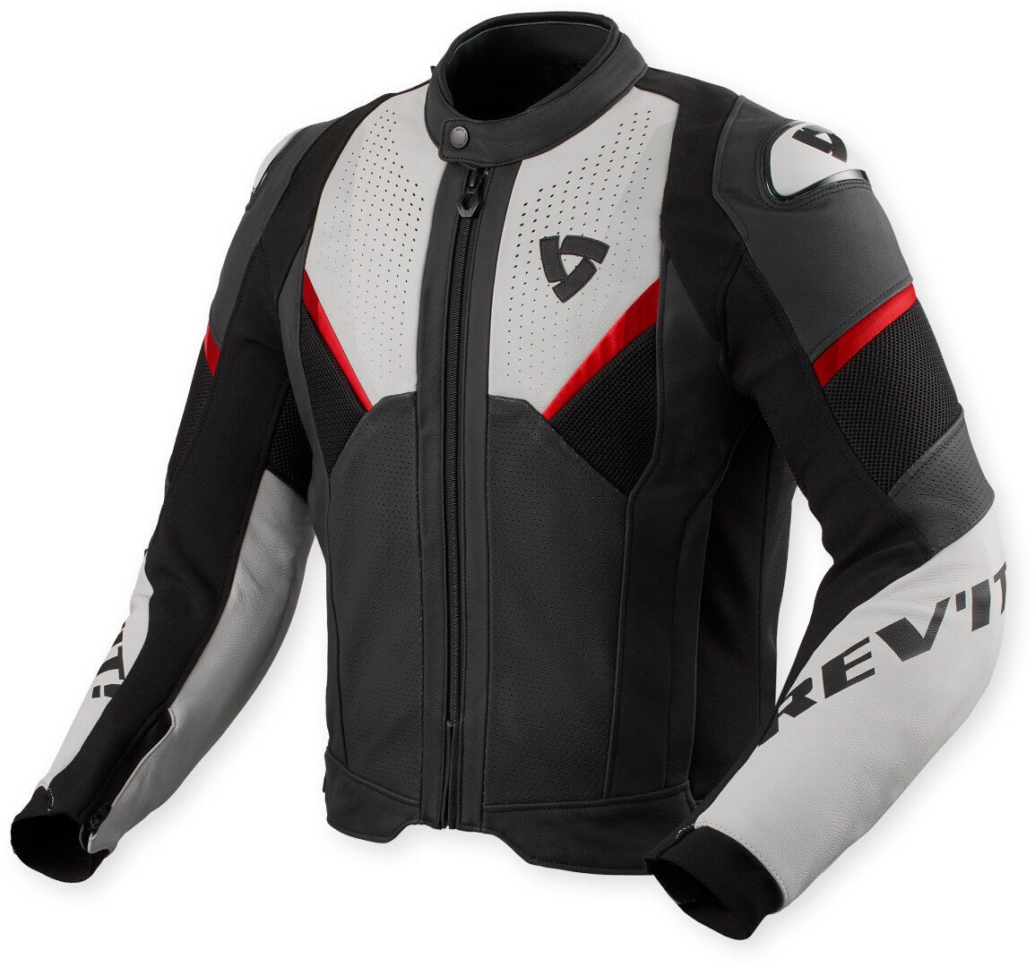 Revit Automate perforierte Motorrad Lederjacke schwarz/hellgrau 56 Abbildung 1
