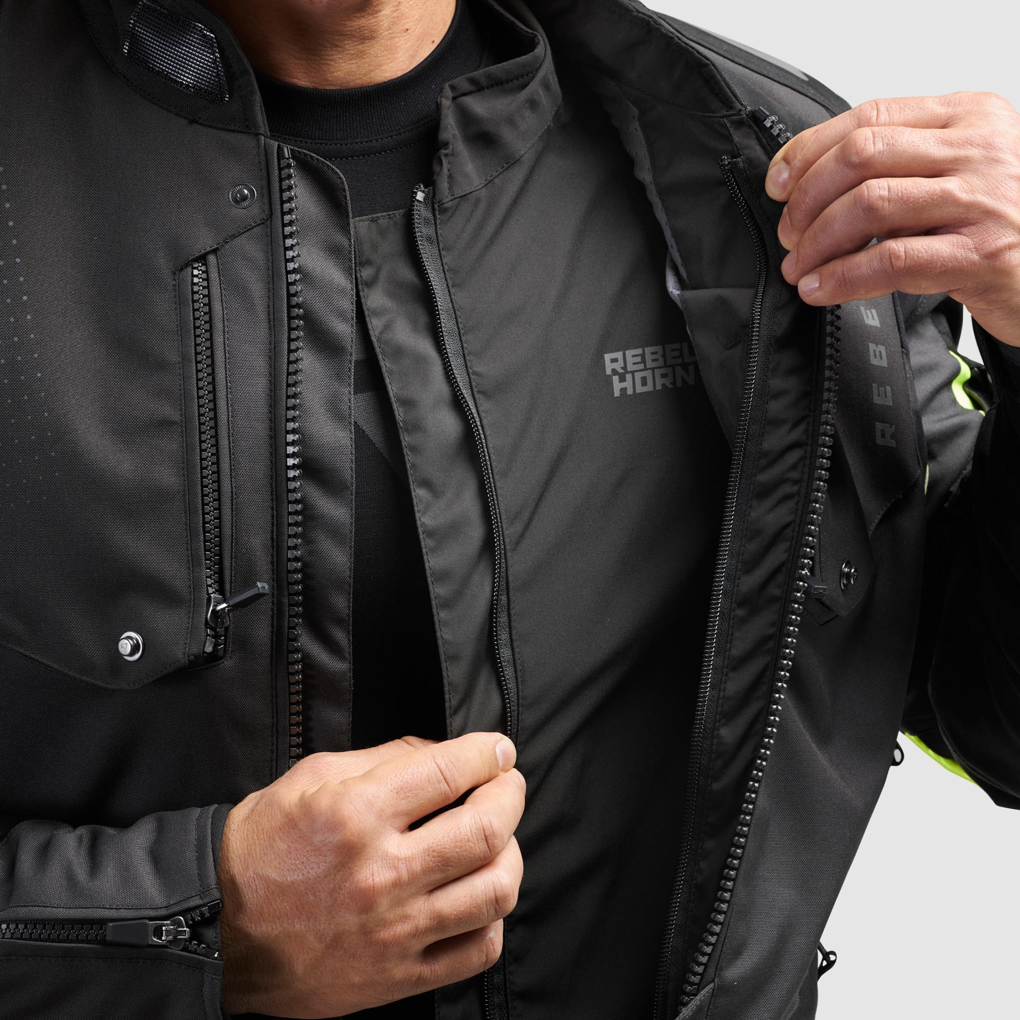 Rebelhorn Hiker 4 waterproof Motorcycle Textile Jacket dark grey/black/yellow XL Figure 13