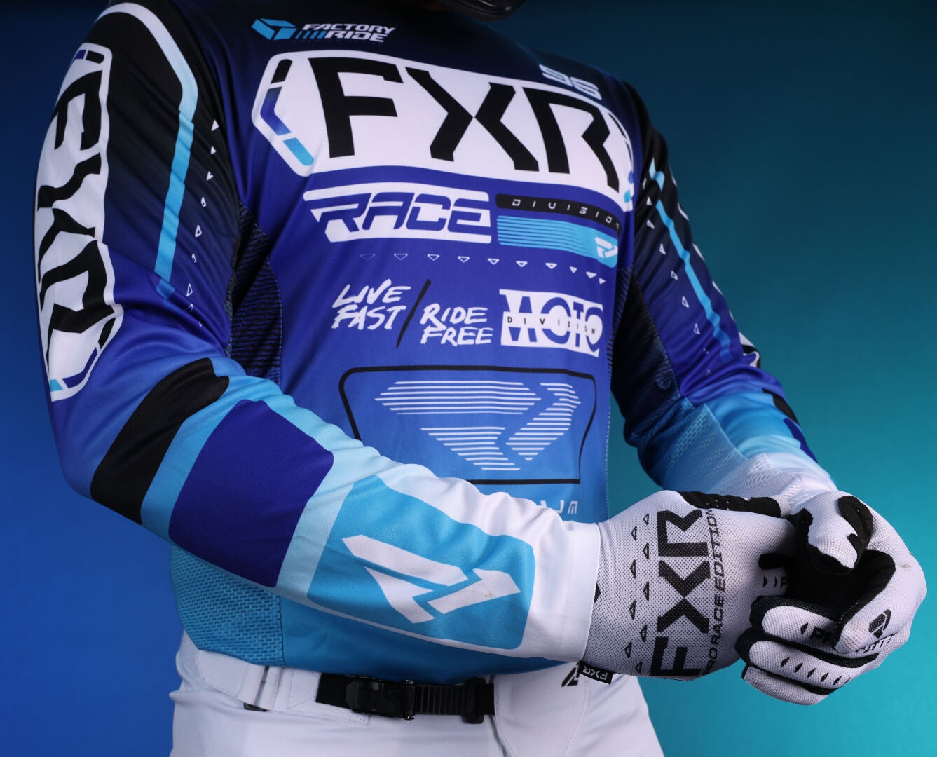 FXR Podium 2025 Motokrosový dres modrá/černá/bílá S Obrázek 4