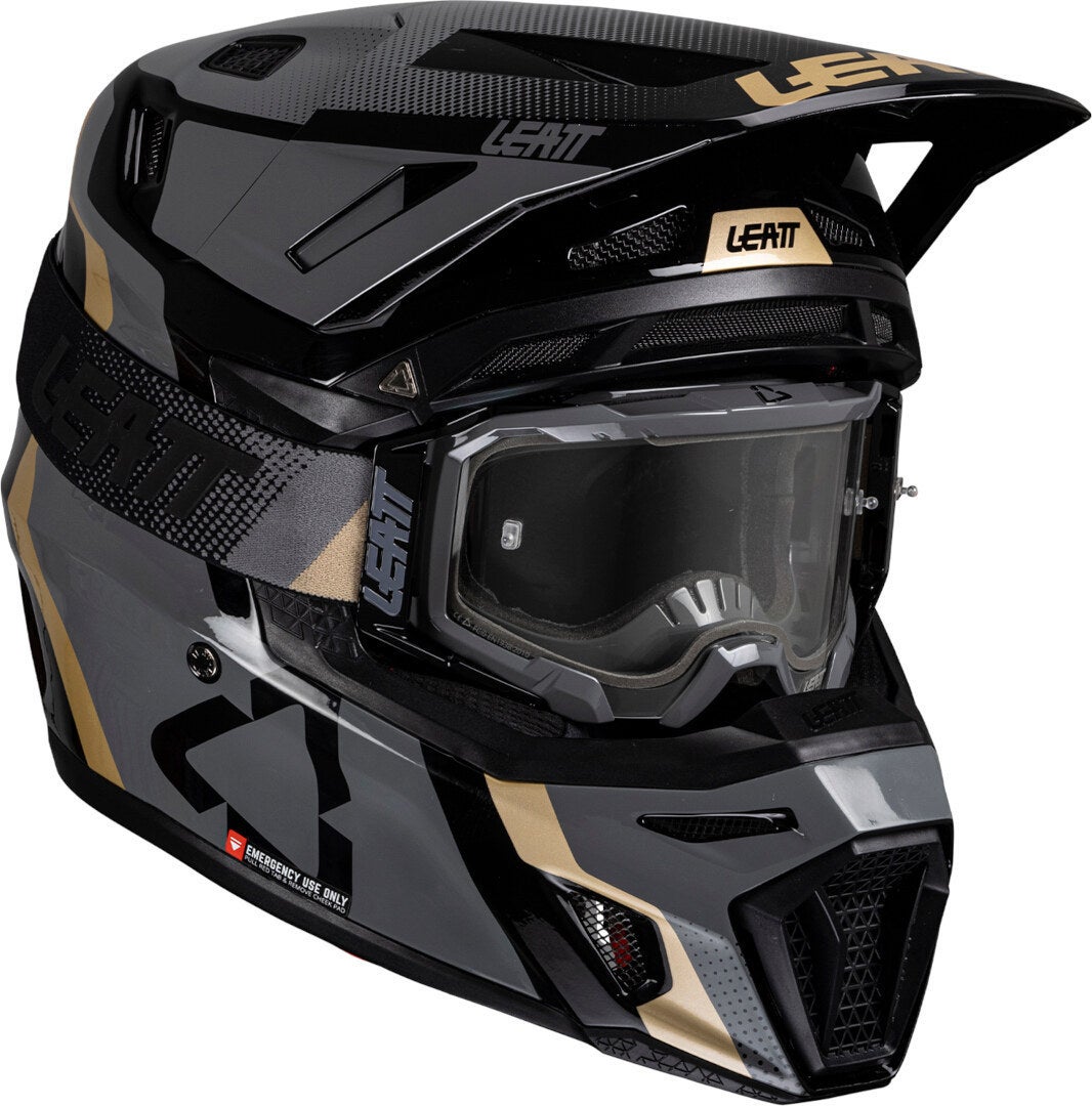Leatt 8.5 2025 Motocross Helm mit Brille schwarz/grau/gold 2XL Abbildung 1
