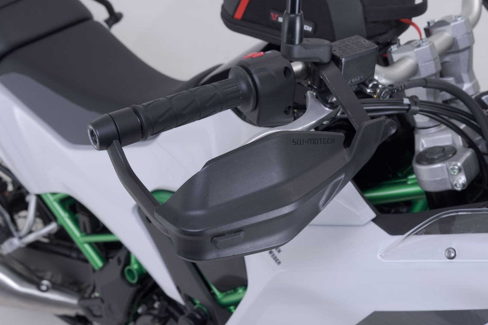 Side view of SW-Motech Adventure handguard kit - Black. Kawasaki KLE500 / KLE500 SE (26-).