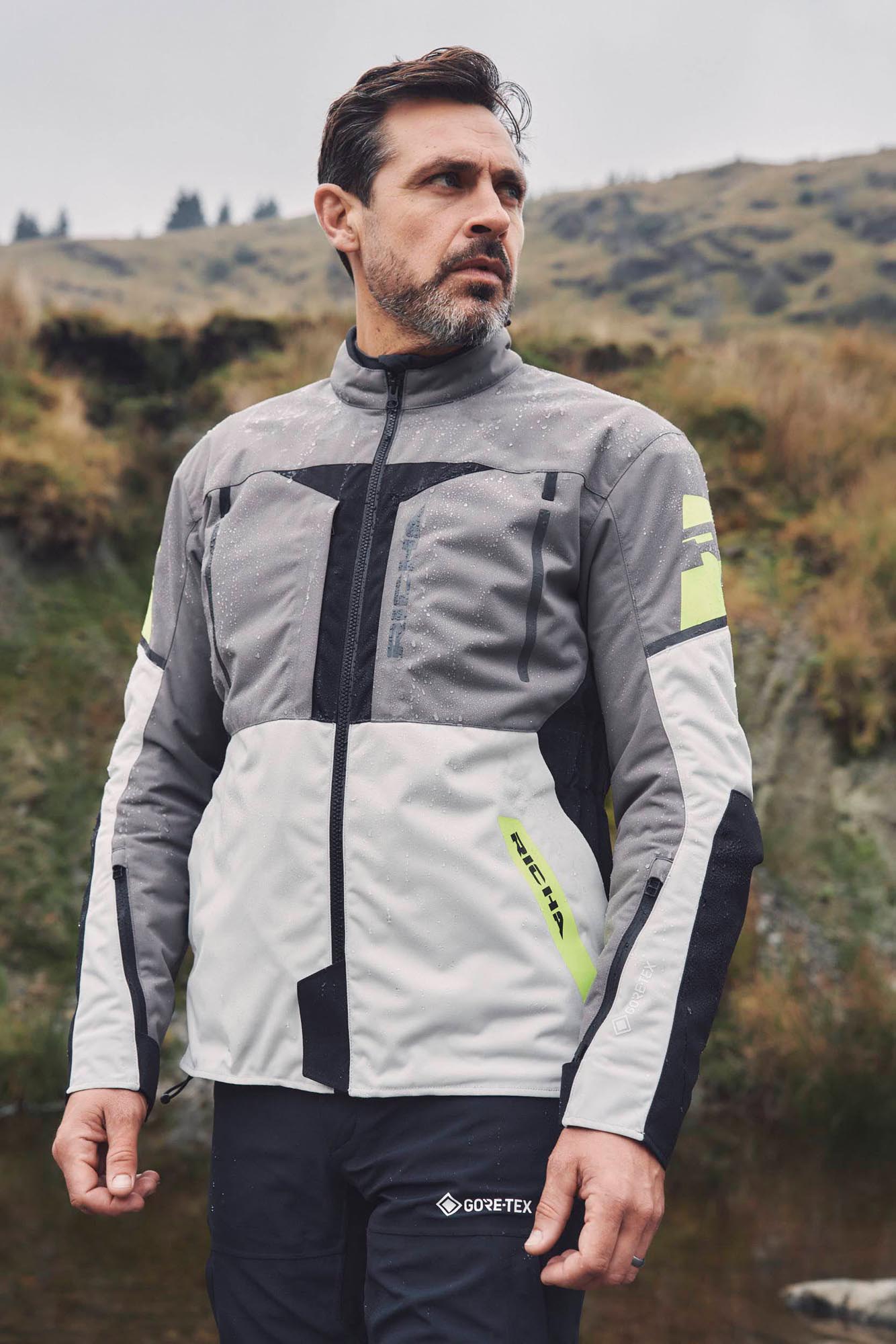 Richa Orion GTX jaqueta têxtil de motocicleta à prova d'água cinza/amarelo 4XL Figura 3