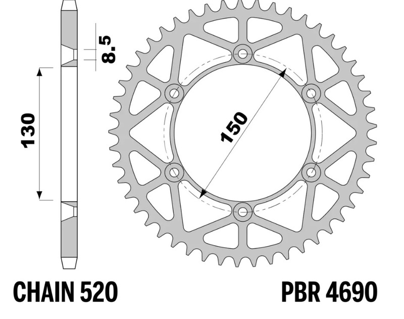 PBR Bakre kedjehjul Stål Ultralätt - 520 Figur 1