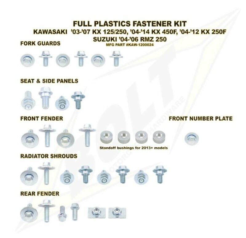 Bolt Komplett plastskruvsats Kawasaki KX-F250/450 Figur 1