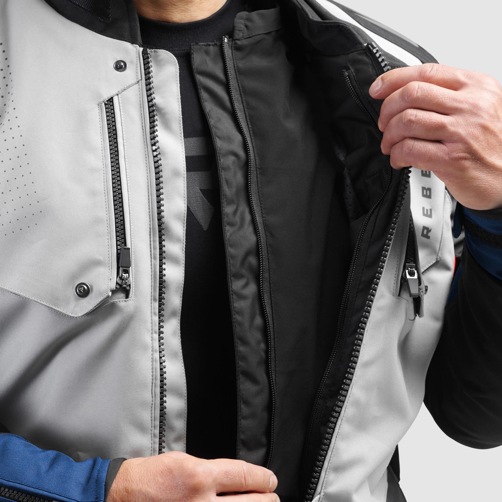Rebelhorn Hiker 4 waterproof Motorcycle Textile Jacket light grey/blue/red 10XL Figure 12