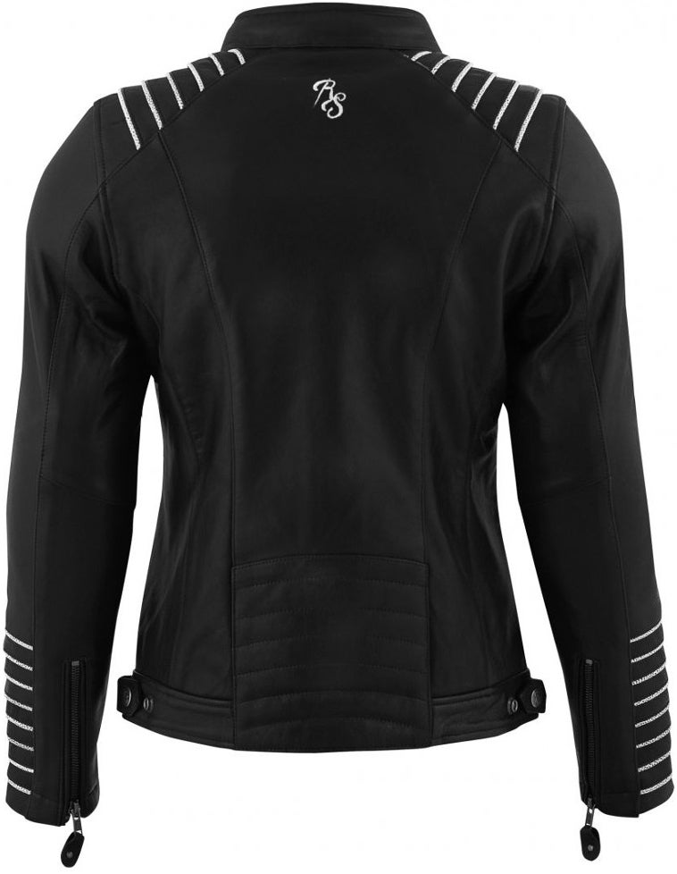 Rusty Stitches Amanda Damen Motorrad Lederjacke schwarz/weiß 50 Abbildung 2