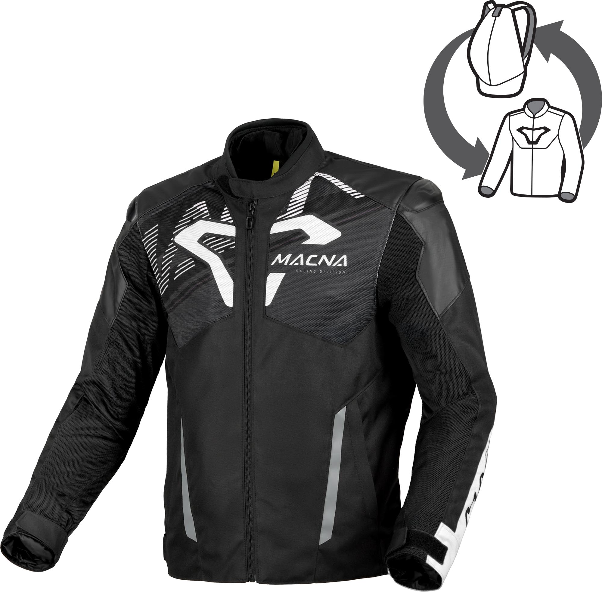 Macna Sevent waterproof Motorcycle Textile Jacket black/white XL Figure 1