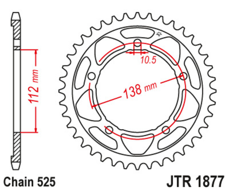 JT-DRIVHJUL Bakdrev stål standard - 525 Figur 1