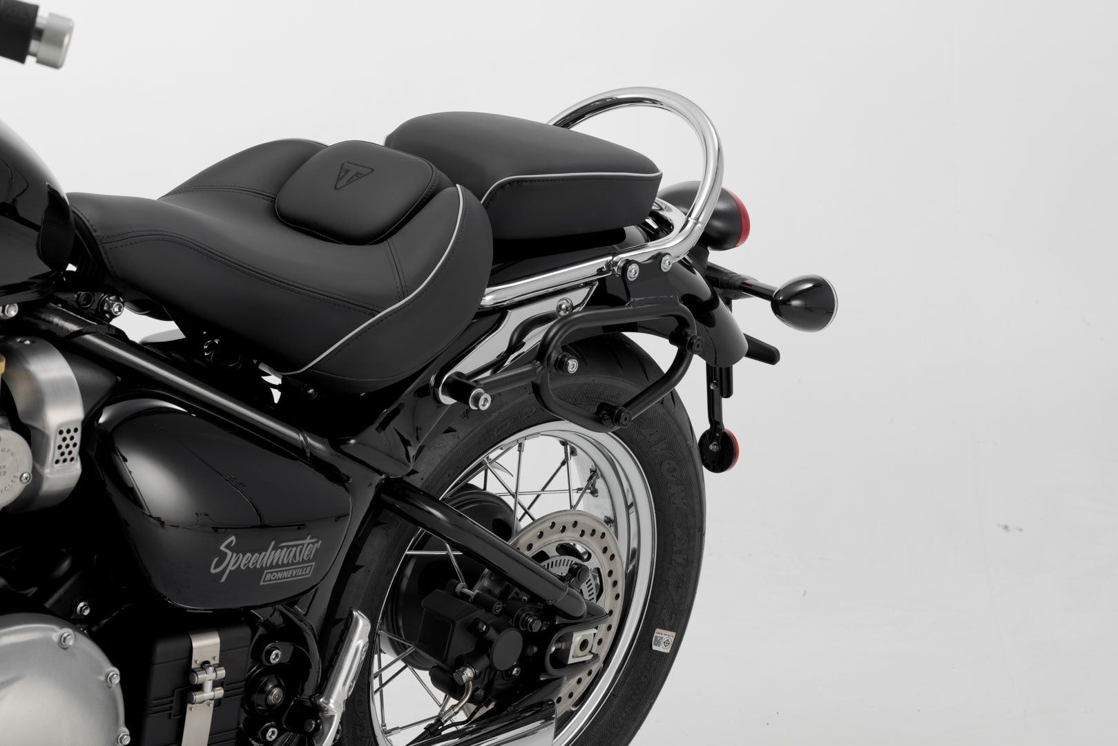 Side view of SW-Motech SLC side carrier left - Triumph Bonneville Speedmaster (18-).