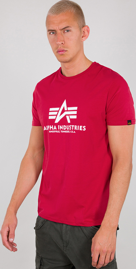 Alpha Industries Basic 티셔츠 짙은 붉은색 S 그림 1