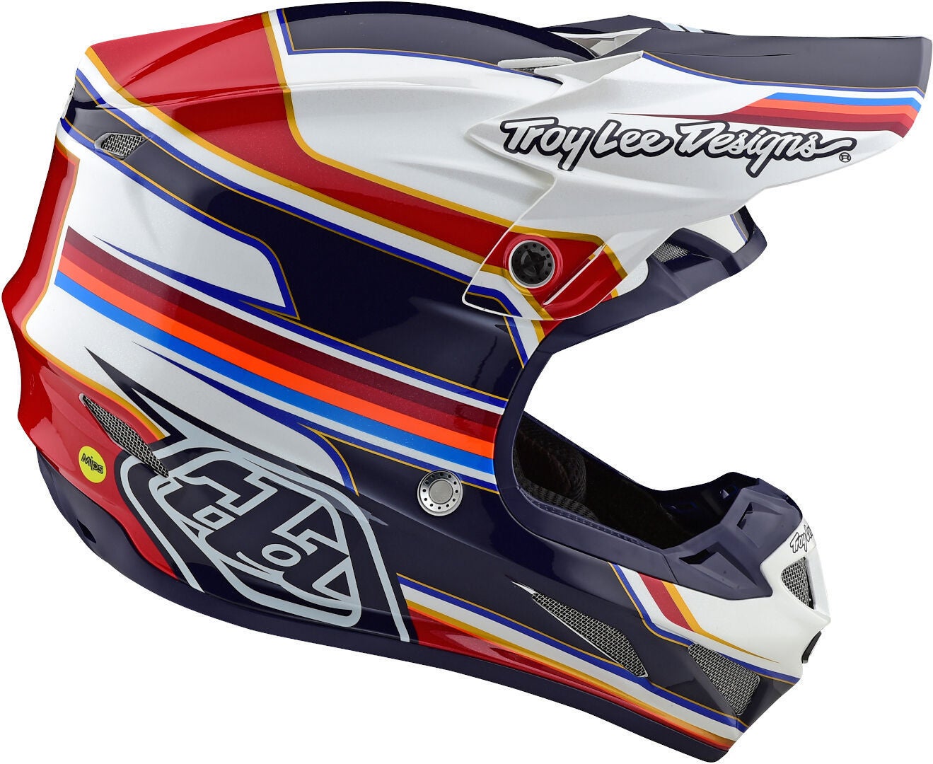 Troy Lee Designs SE4 Speed MIPS Casco motocross bianco/rosso/blu L Figura 4