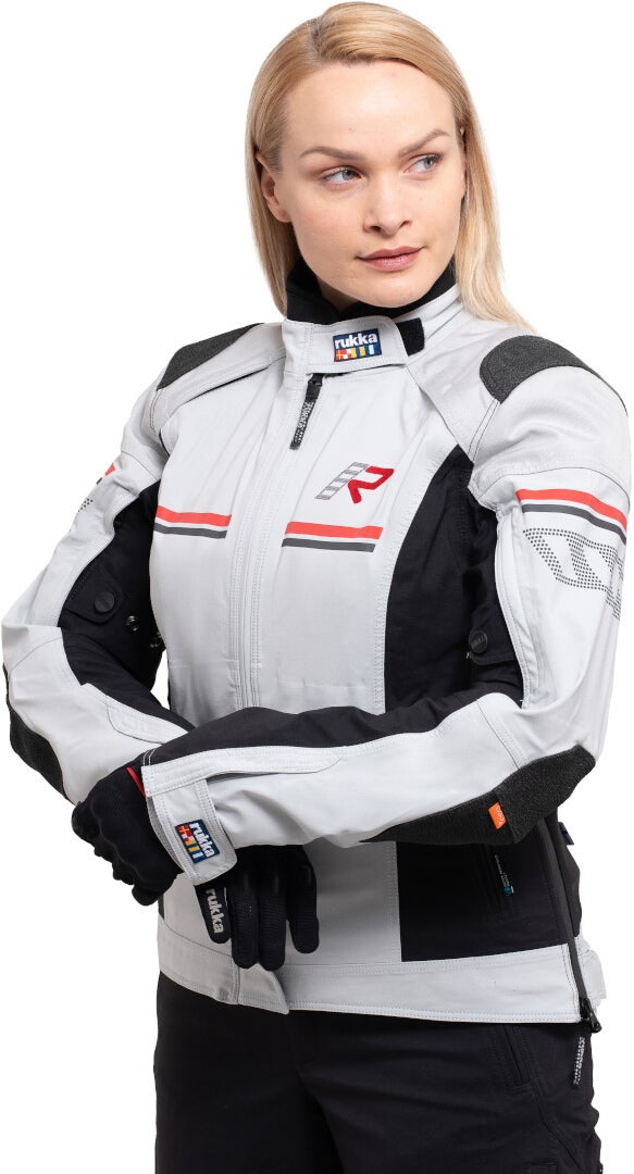 Rukka Armatou-R wasserdichte Damen Motorrad Textiljacke hellgrau/schwarz/rot 48 Abbildung 5