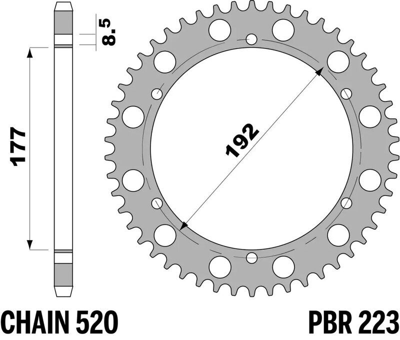 PBR Задно зъбно колело Alu Standard - 520 Фигура 1