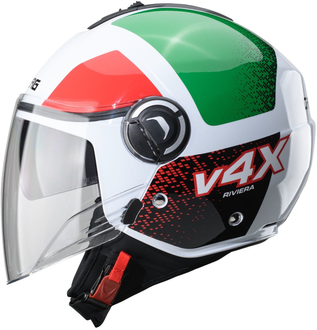 Side view of Caberg Riviera V4 X Alpha Jet Helmet