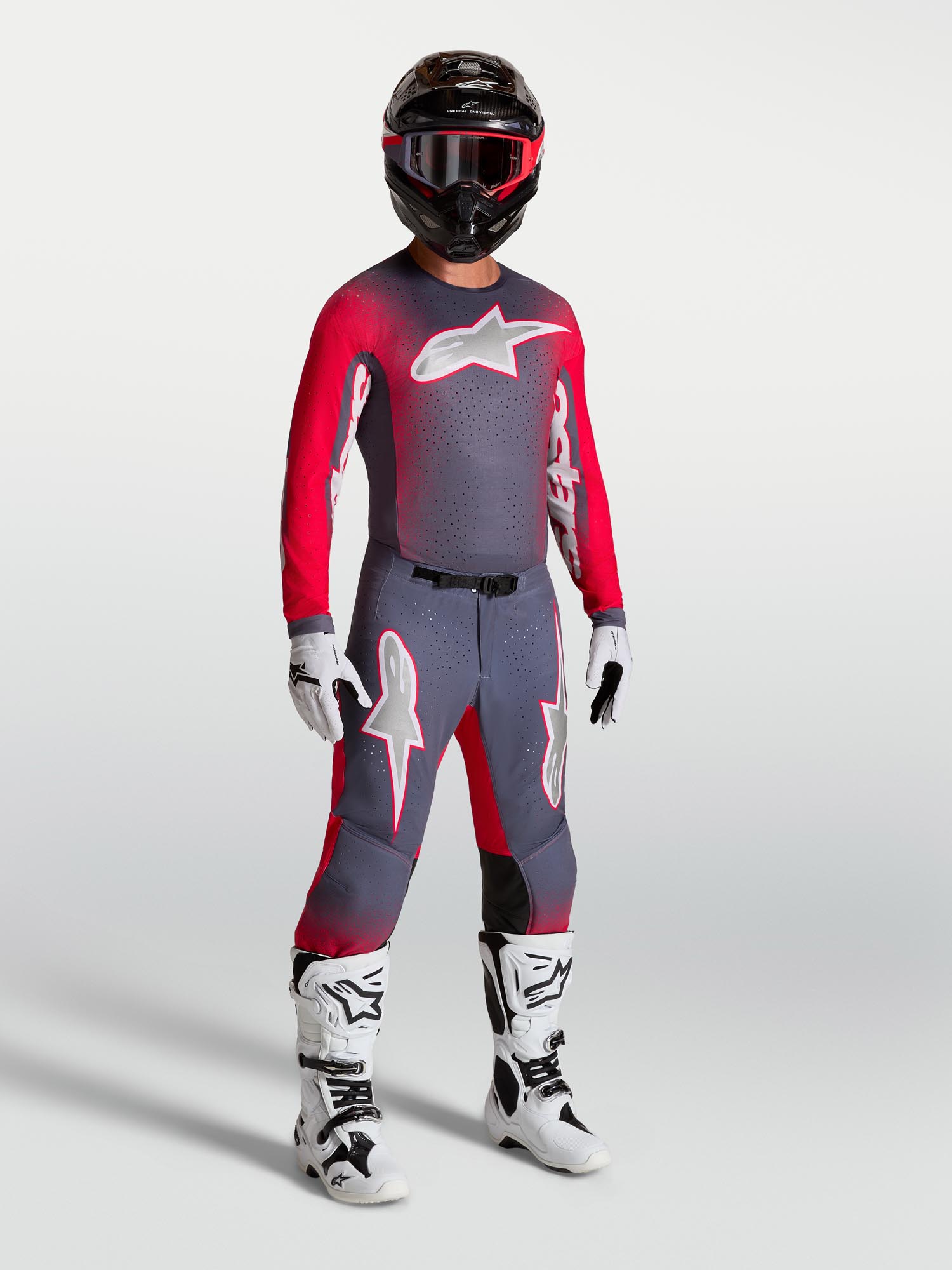 Alpinestars Supertech Hiten AFD Motocross nadrág szürke/piros 36 3. ábra