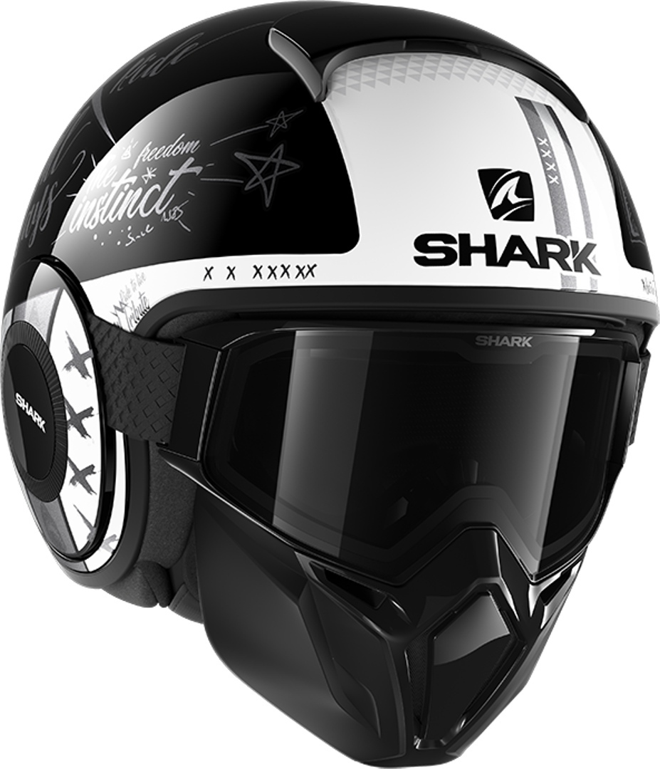 Shark Street-Drak Tribute RM Jet hjälm svart/vitt XS (53/54) Figur 3