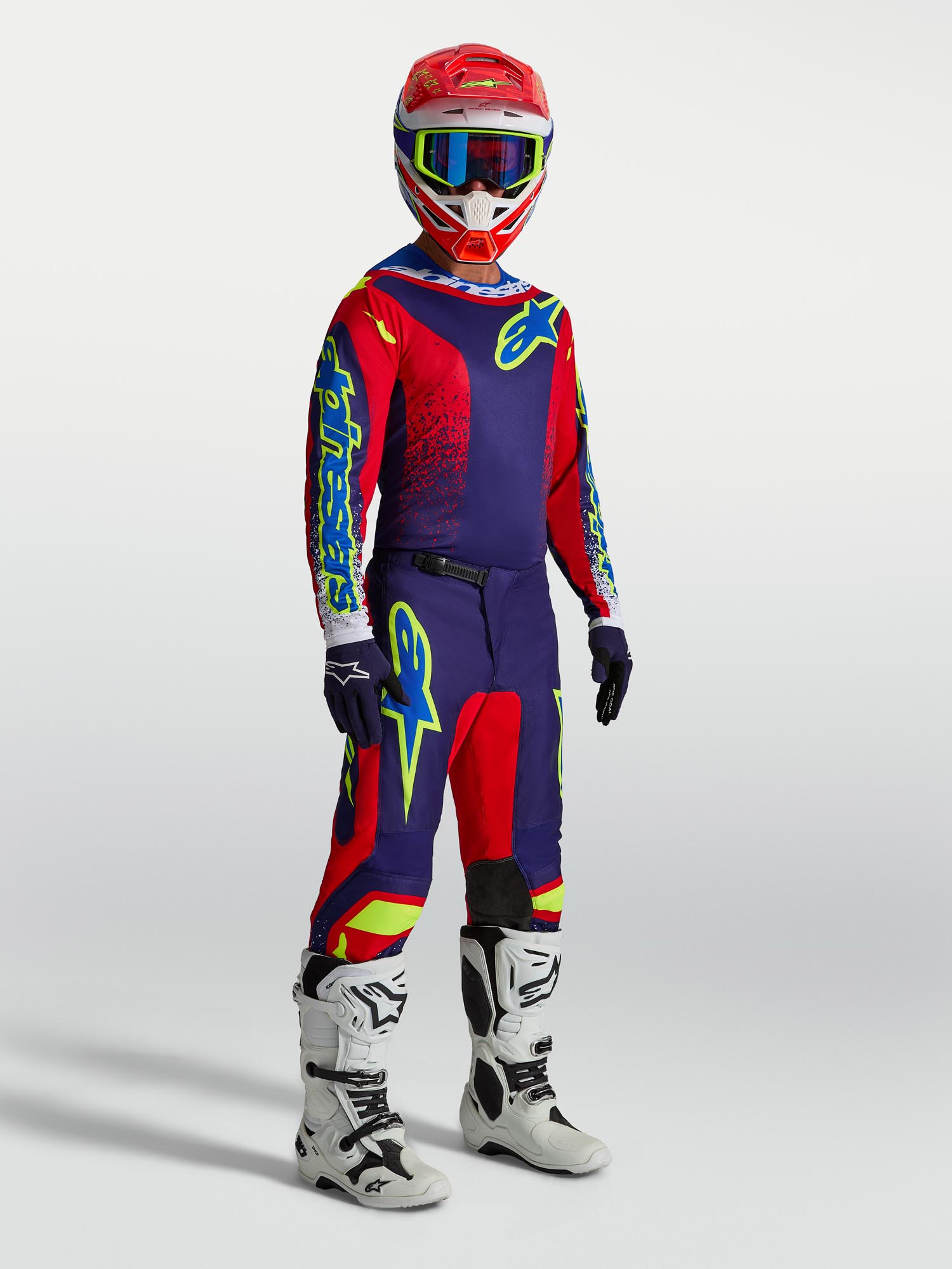 Alpinestars Fluid Drag 越野摩托車衫 藍/紅/白 S 圖 3