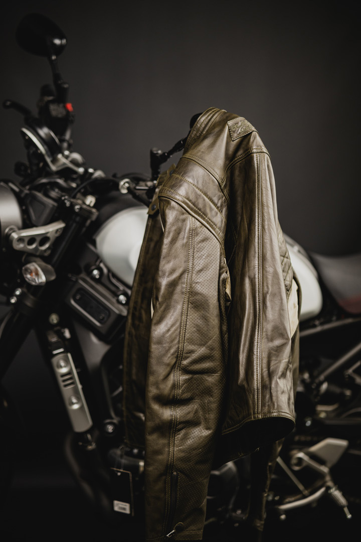 Black-Cafe London Vintage Jachetă de piele de motocicletă Verde închis 58 Figura 6