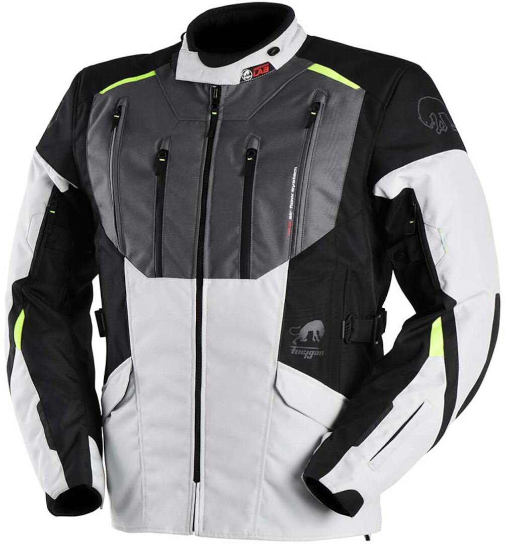 Furygan Brooks Motorcykel Textil Jacka svart/vitt/gult/grått S Figur 4