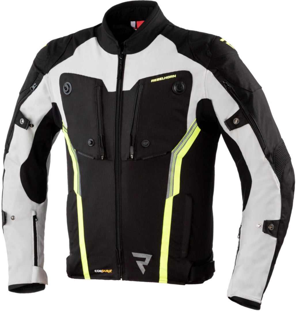 Rebelhorn Borg Motorcycle Textile Jacket black/white/yellow 3XL Figure 1