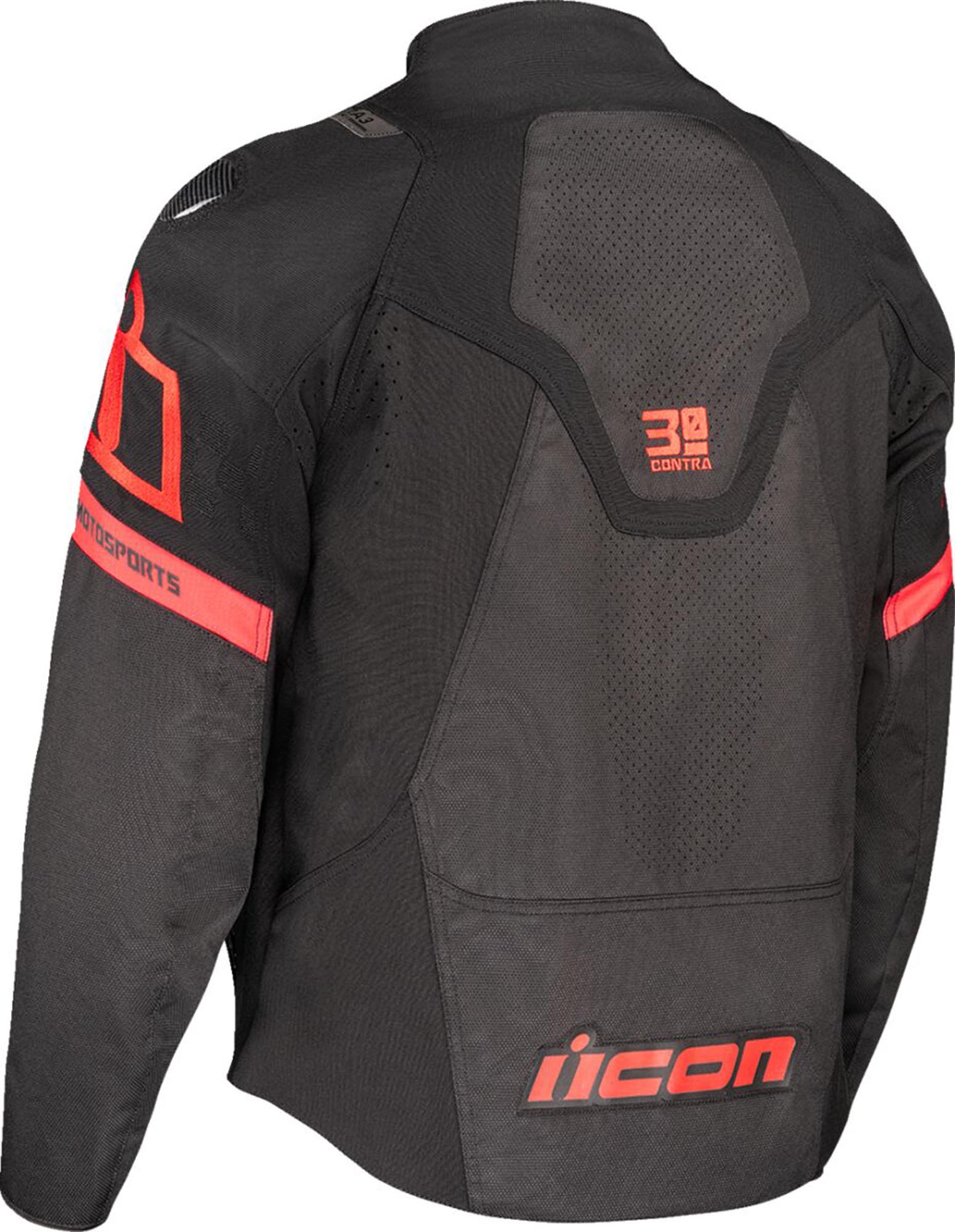 Icon Contra 3 Hero perforated Motorcycle Textile Jacket black/grey/red 3XL Figure 2