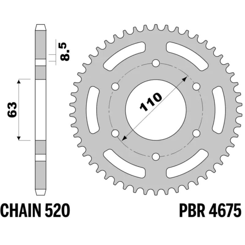 PBR Bakdrev stål standard - 520 Figur 1