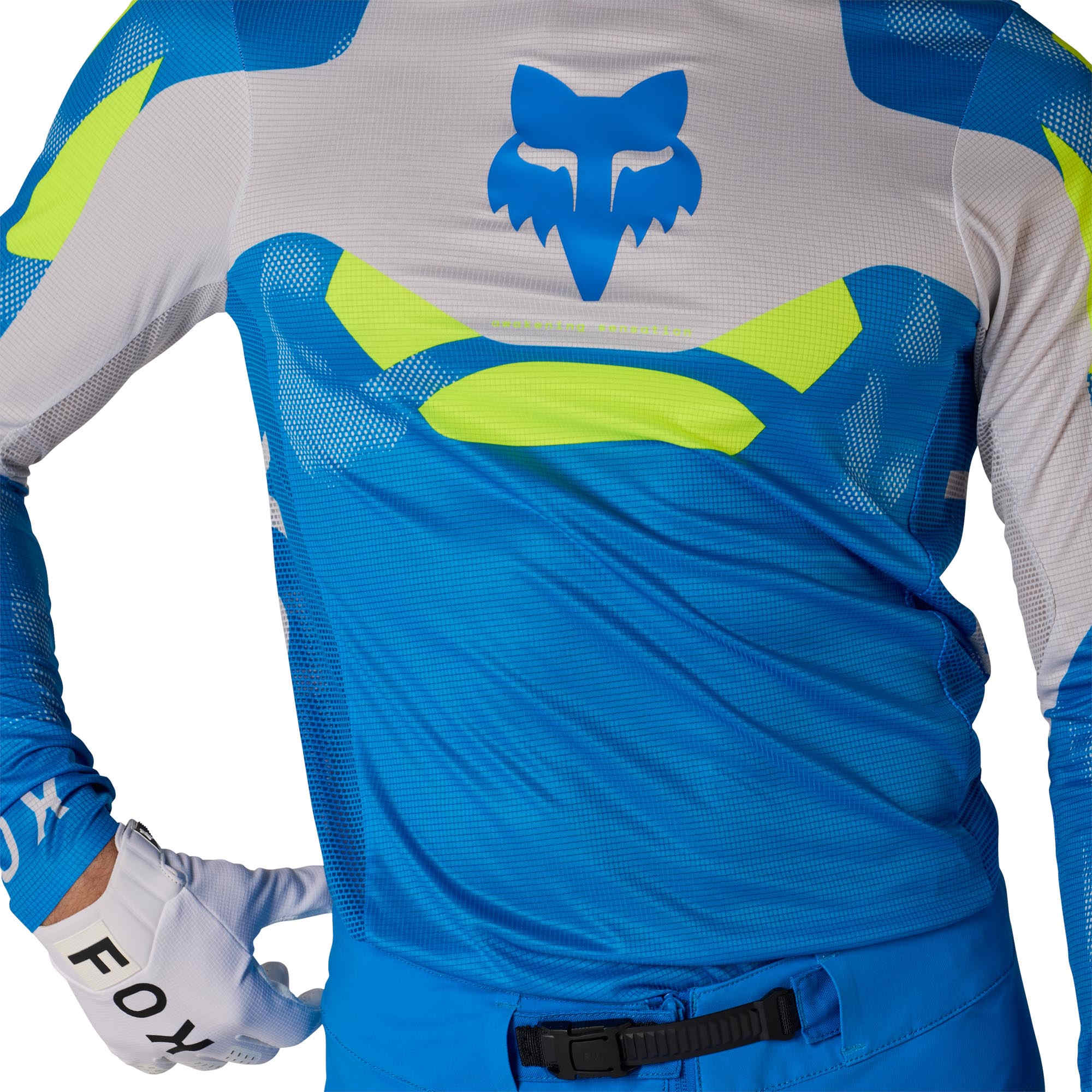 FOX Flexair Tactile Camisa de Motocross azul/branco/neon-amarelo 2XL Figura 5