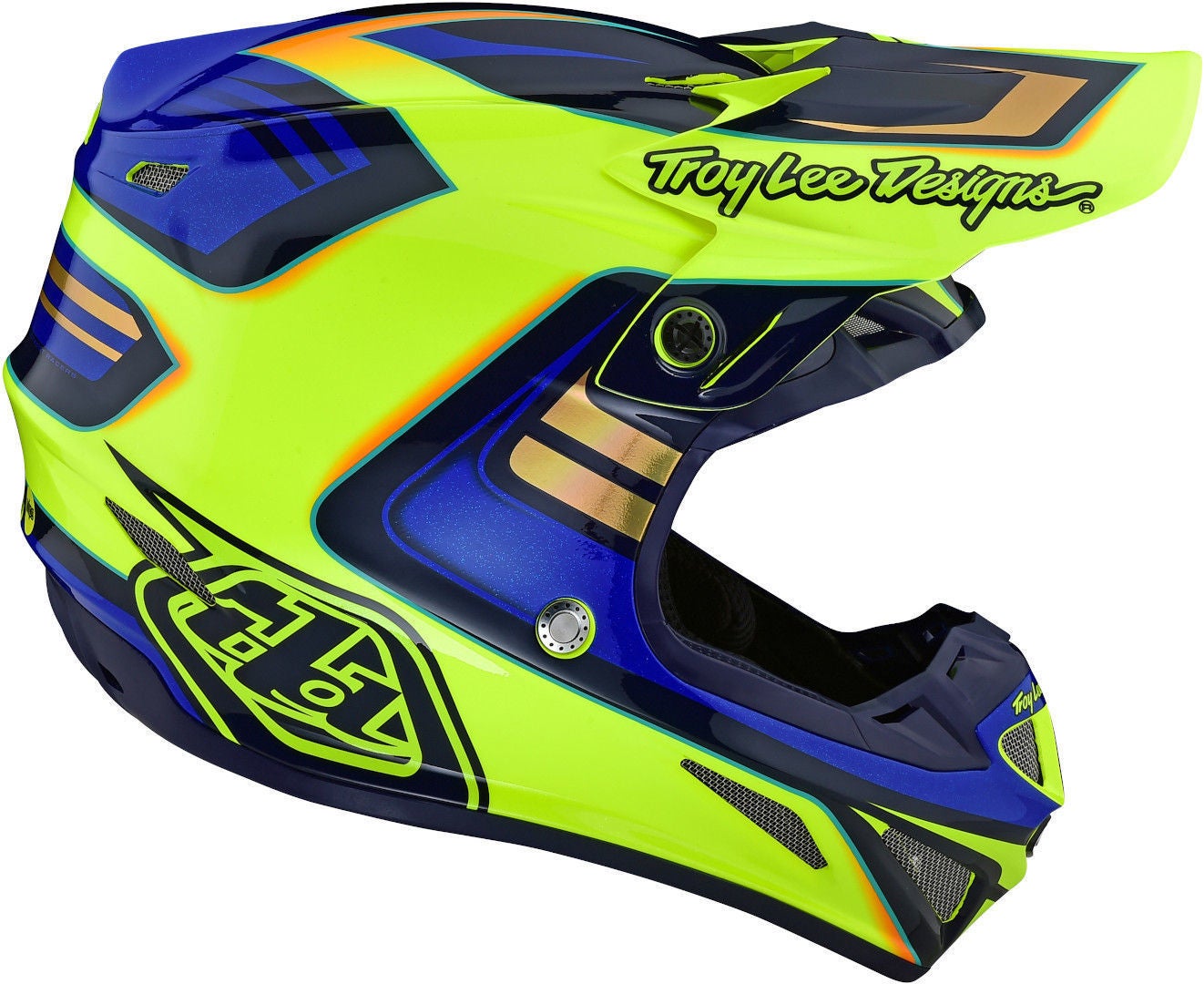 Troy Lee Designs SE4 Flash MIPS Casco Motocross giallo/blu M Figura 4