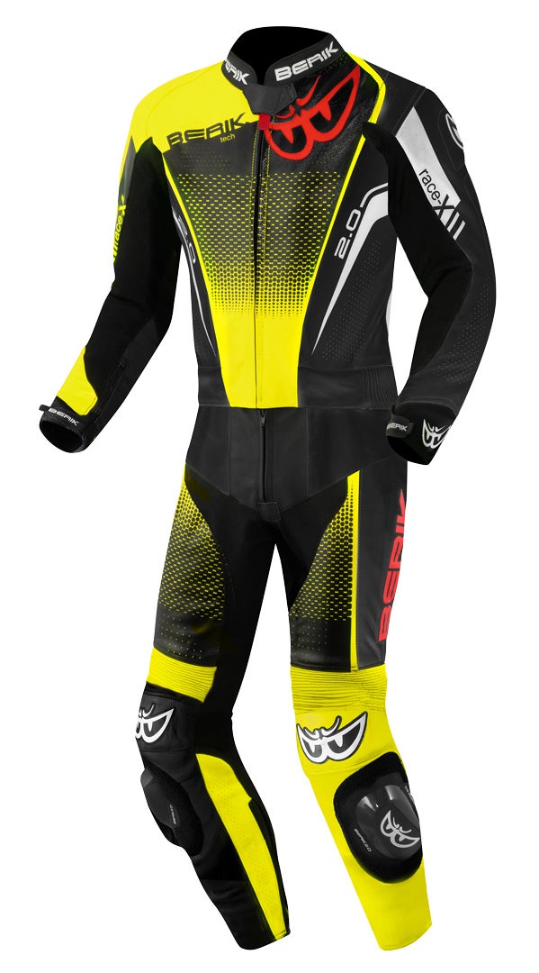 Berik XR-Ace Evo perforeret 2-delt motorcykel læderdragt sort/rød/gul 50 Figur 1