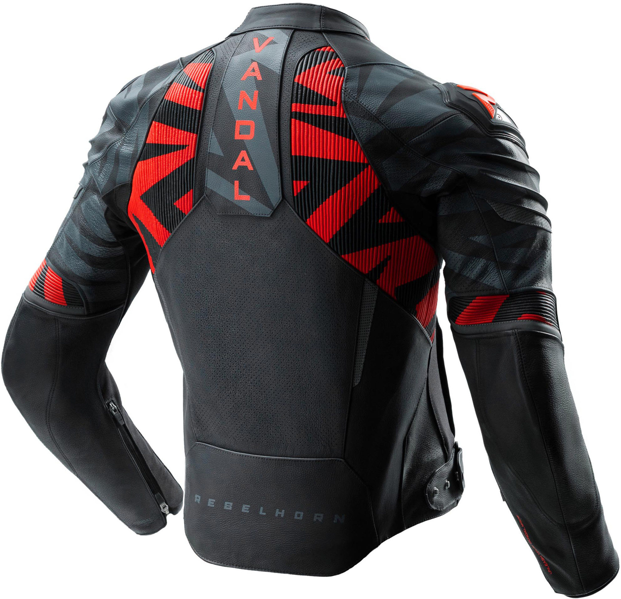 Rebelhorn Vandal 2 Motorcycle Leather Jacket black/grey/red 60 Figure 2
