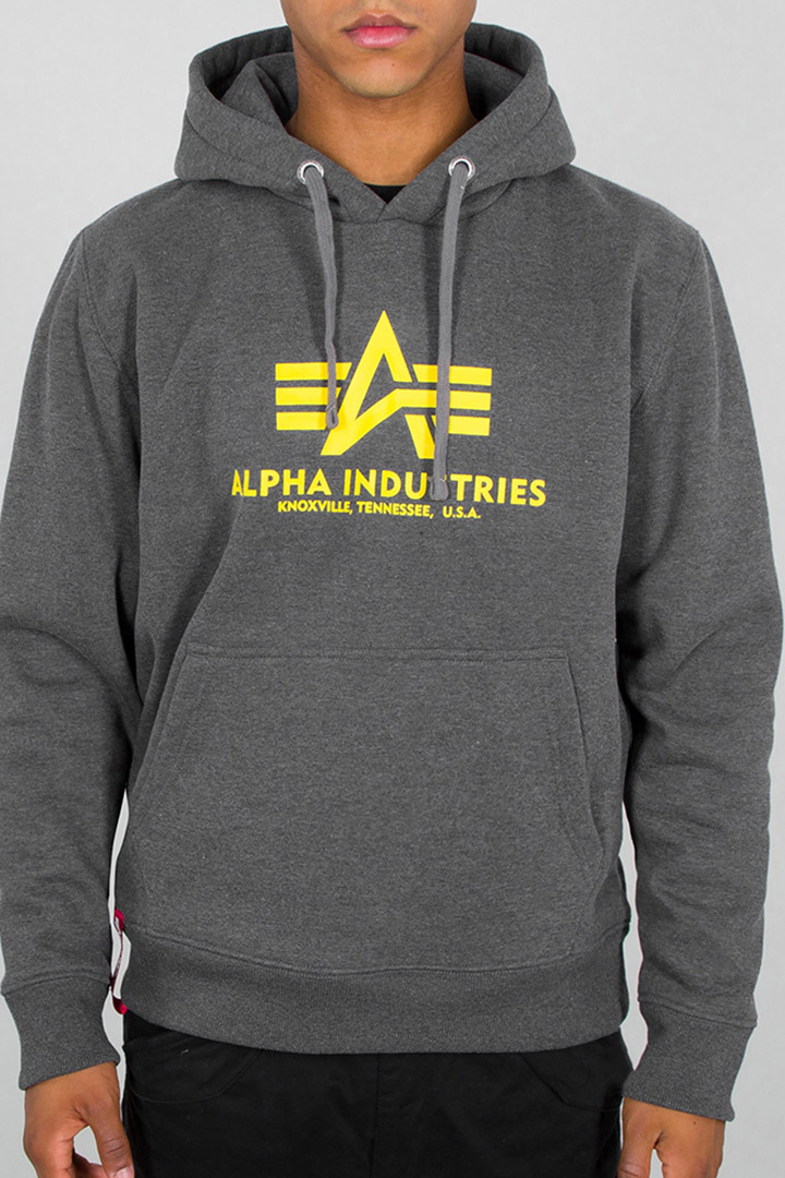 Alpha Industries Basic Hoodie cinza/amarelo S Figura 1