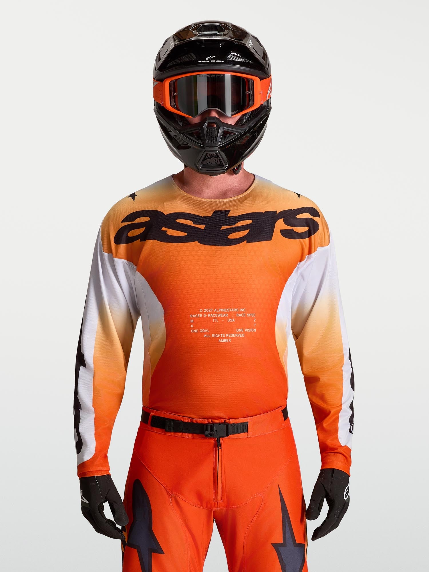 Alpinestars Racer Amber Maglia Motocross Arancione/Nero S Figura 6