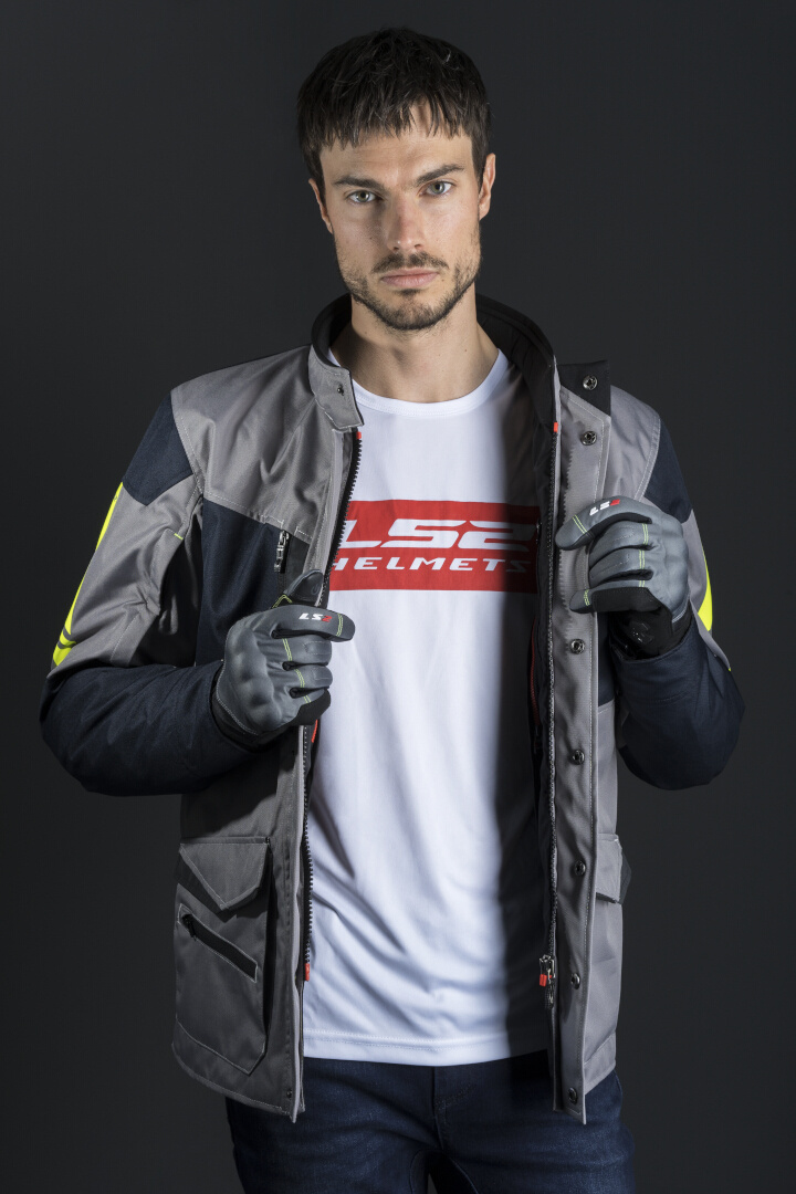 LS2 Metropolis Evo waterproof Motorcycle Textile Jacket grey/dark blue/neon yellow L Figure 4