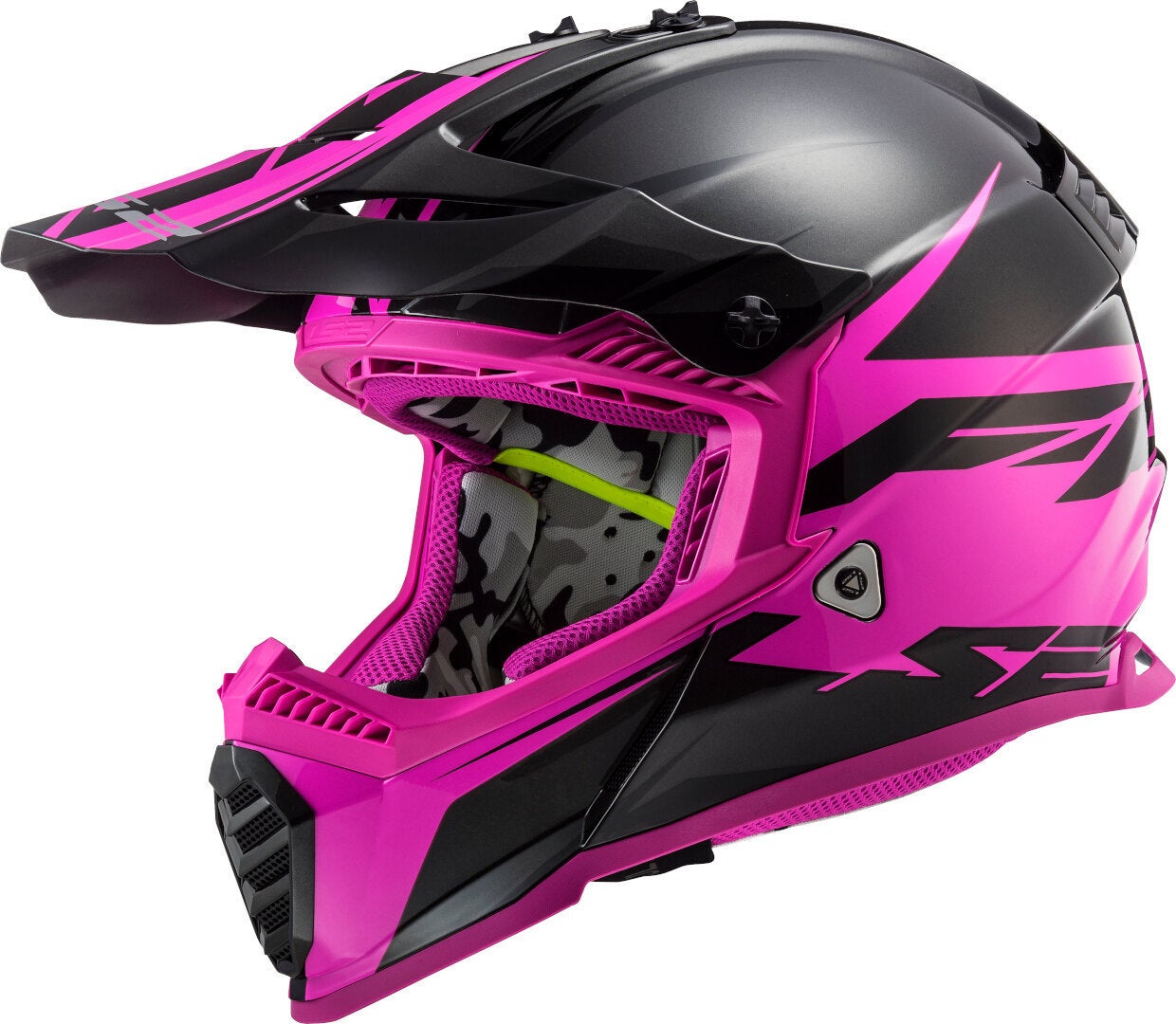 LS2 MX437 Fast Evo Roar Casco Motocross nero opaco/rosa L (59/60) Figura 1