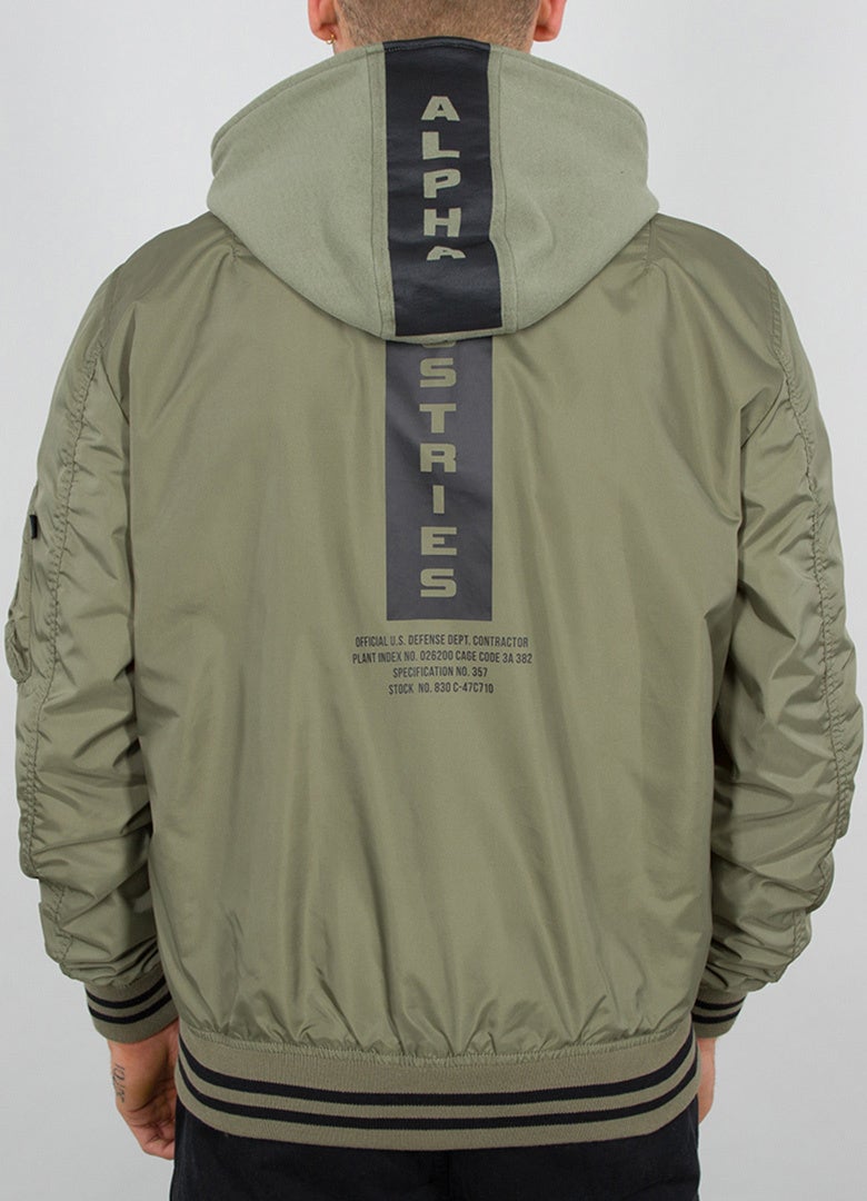 Alpha Industries MA-1 TT Hood Defense Jas Olive S Figuur 2