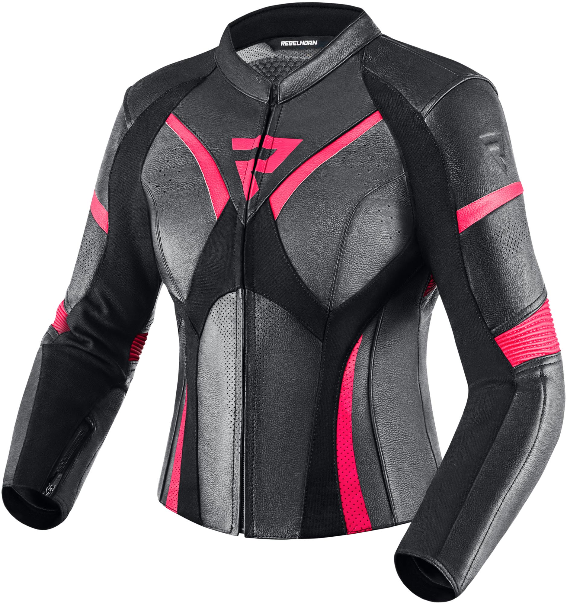 Rebelhorn Rebel Jachetă de piele pentru motociclete pentru doamne Negru/roz 36 Figura 1